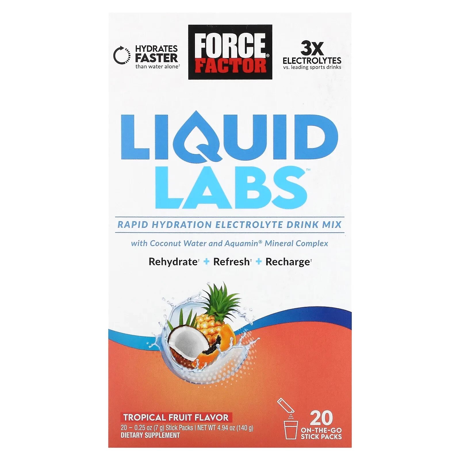 Купить Force Factor Электролитный напиток Liquid Labs Тропические ...