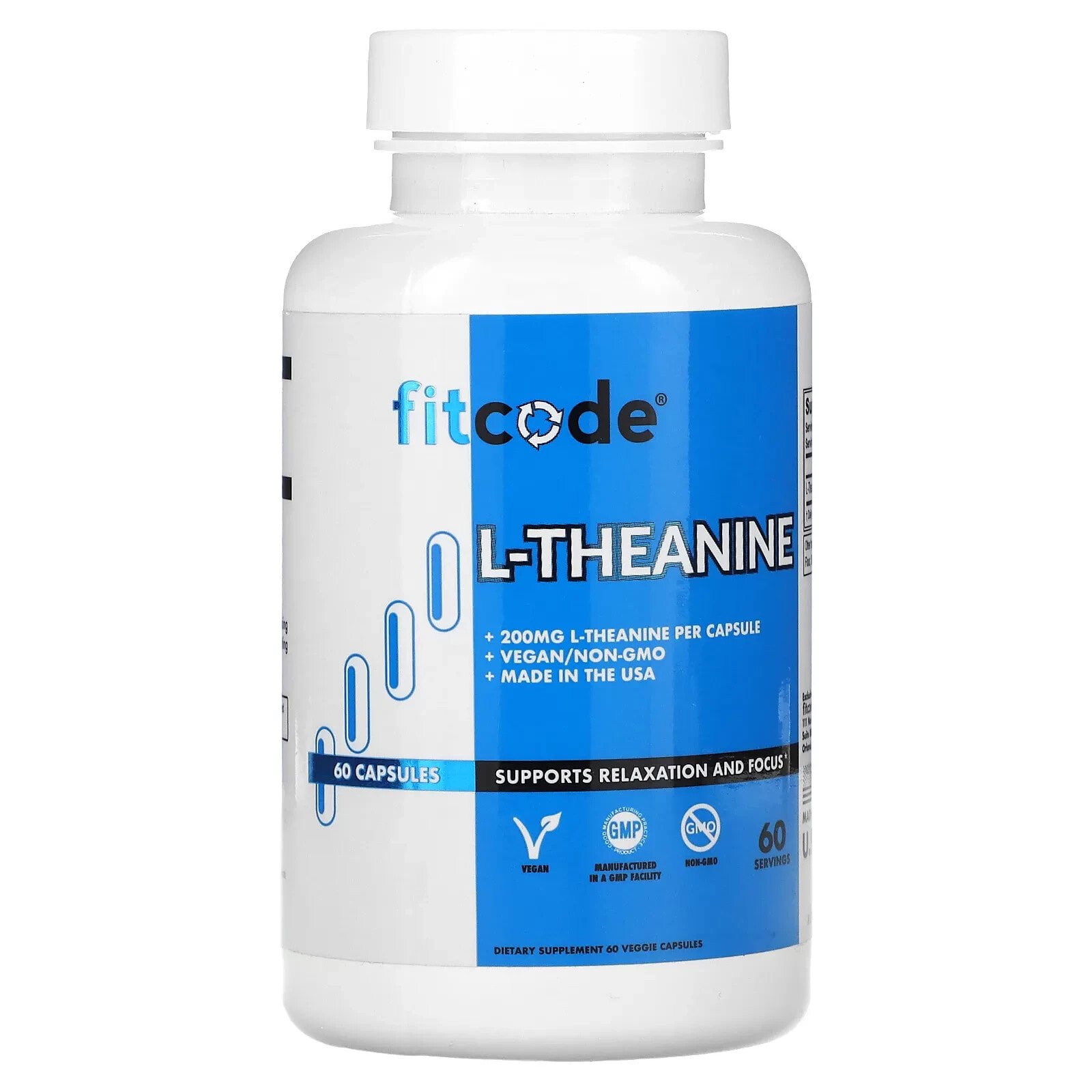 Купить FITCODE L-теанин (200 мг), 60 капсул выгодно на Beautery - код 53872